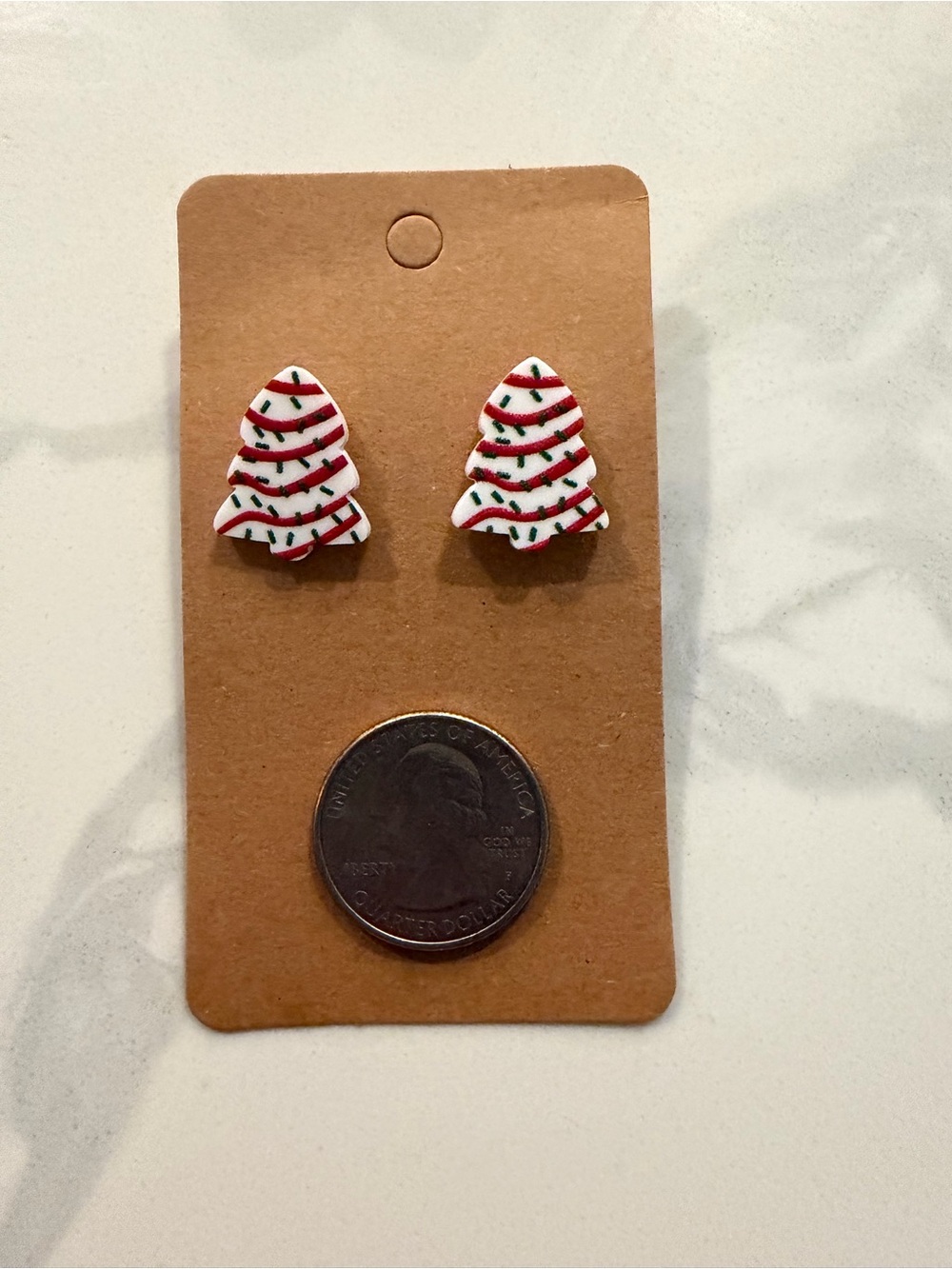 White & Red Christmas Tree Kids Stud Earrings